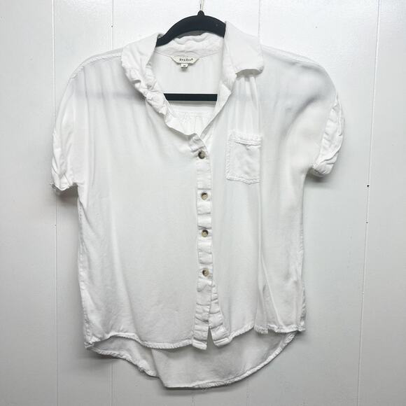 Sim & Sam White Button Front Short Sleeve Women's Shirt Size Medium Capsule - Picture 1 of 10